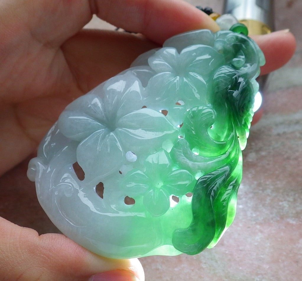 Certified Hand Carved Natural Myanmar Burma A Jade jadeite Pendant Necklace 3 item