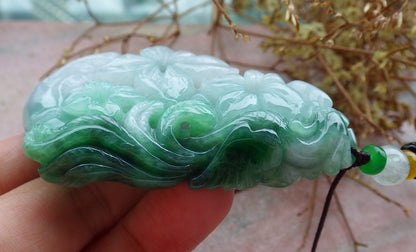 Certified Hand Carved Natural Myanmar Burma A Jade jadeite Pendant Necklace 3 item