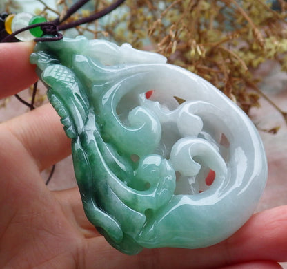 Certified Hand Carved Natural Myanmar Burma A Jade jadeite Pendant Necklace 3 item