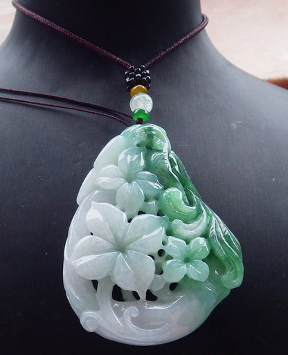 Certified Hand Carved Natural Myanmar Burma A Jade jadeite Pendant Necklace 3 item
