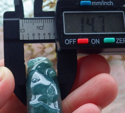 62mm Certified Hand Carved Green Natural A JADE Jadeite Dragon Phoenix Circle Bangle Bracelet