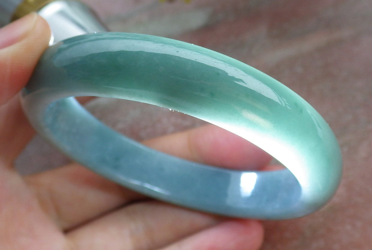 55mm Certified Hand Carved Green Natural A JADE Jadeite Circle Bangle Bracelet