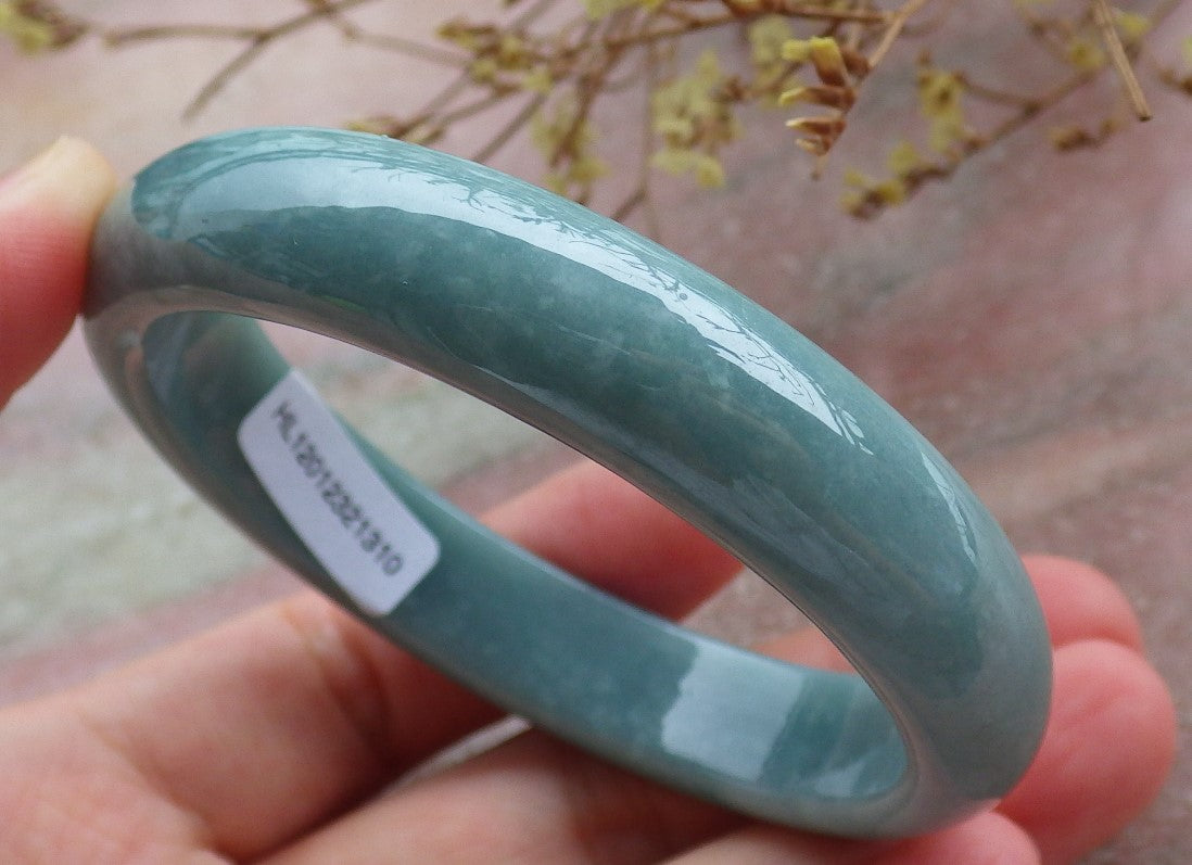 55mm Certified Hand Carved Green Natural A JADE Jadeite Circle Bangle Bracelet
