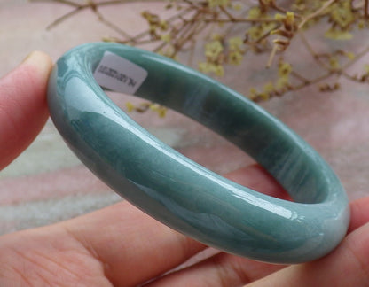 55mm Certified Hand Carved Green Natural A JADE Jadeite Circle Bangle Bracelet