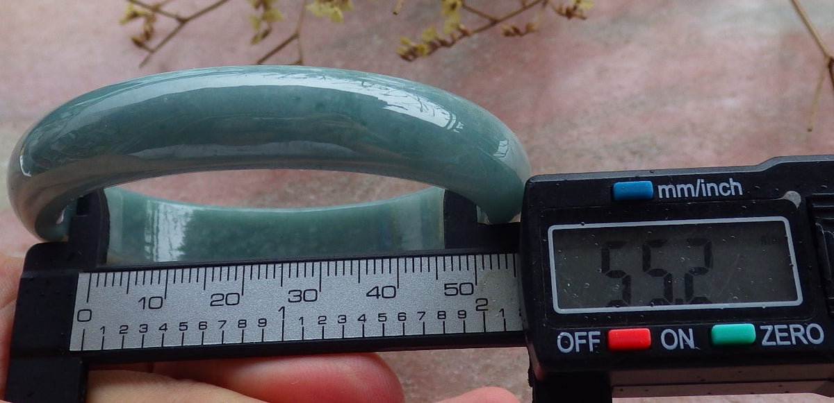 55mm Certified Hand Carved Green Natural A JADE Jadeite Circle Bangle Bracelet