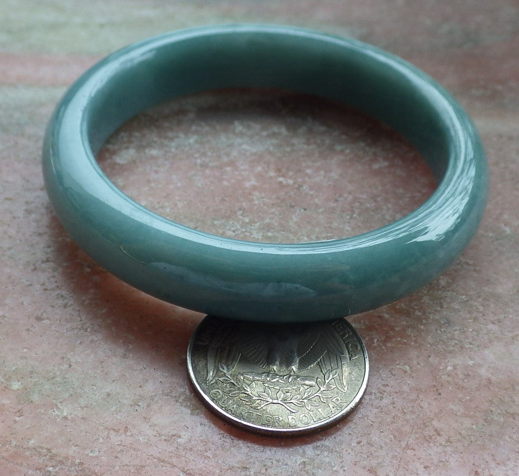 55mm Certified Hand Carved Green Natural A JADE Jadeite Circle Bangle Bracelet
