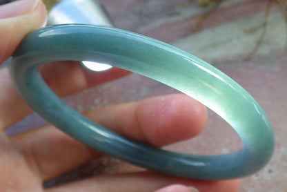 56mm Certified Hand Carved Natural A JADE Jadeite Circle Round Bangle Bracelet