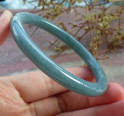 56mm Certified Hand Carved Natural A JADE Jadeite Circle Round Bangle Bracelet