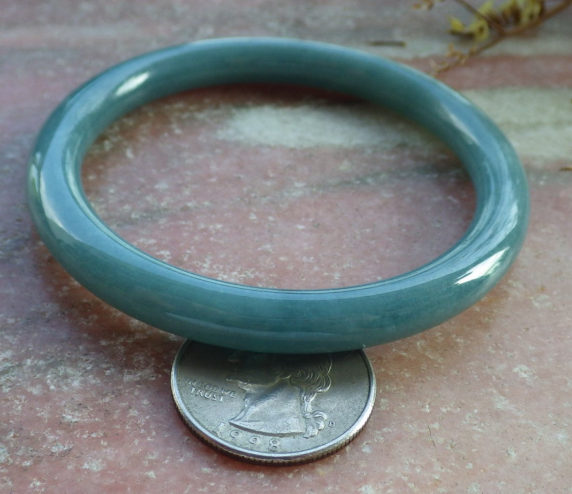 56mm Certified Hand Carved Natural A JADE Jadeite Circle Round Bangle Bracelet