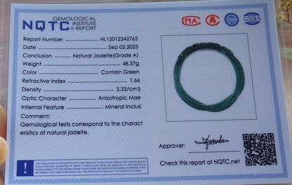 57mm Certified Hand Carved Natural A JADE Jadeite Rose Flower Circle Bangle Bracelet