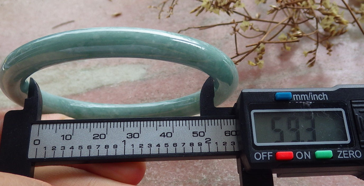 59mm Certified Hand Carved Blue Water Green Natural A JADE Circle Jadeite Bangle Bracelet