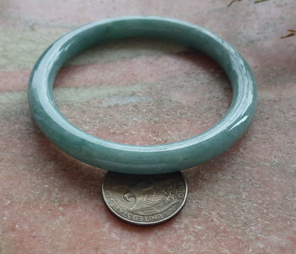 59mm Certified Hand Carved Blue Water Green Natural A JADE Circle Jadeite Bangle Bracelet