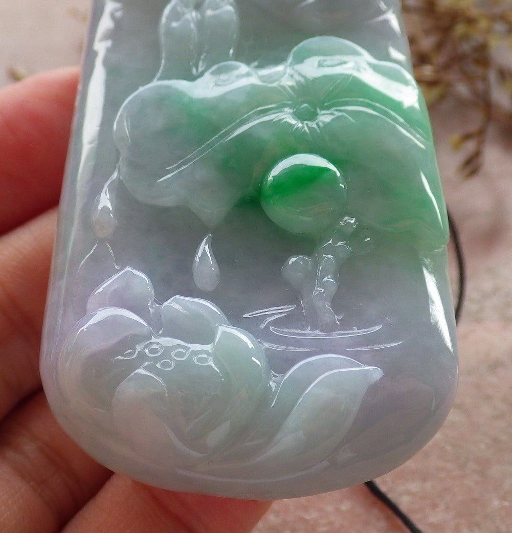 Certified Hand Carved Green Natural Myanmar Burma A Jade jadeite Sakyamuni Buddha God Spit Bead Pendant Necklace