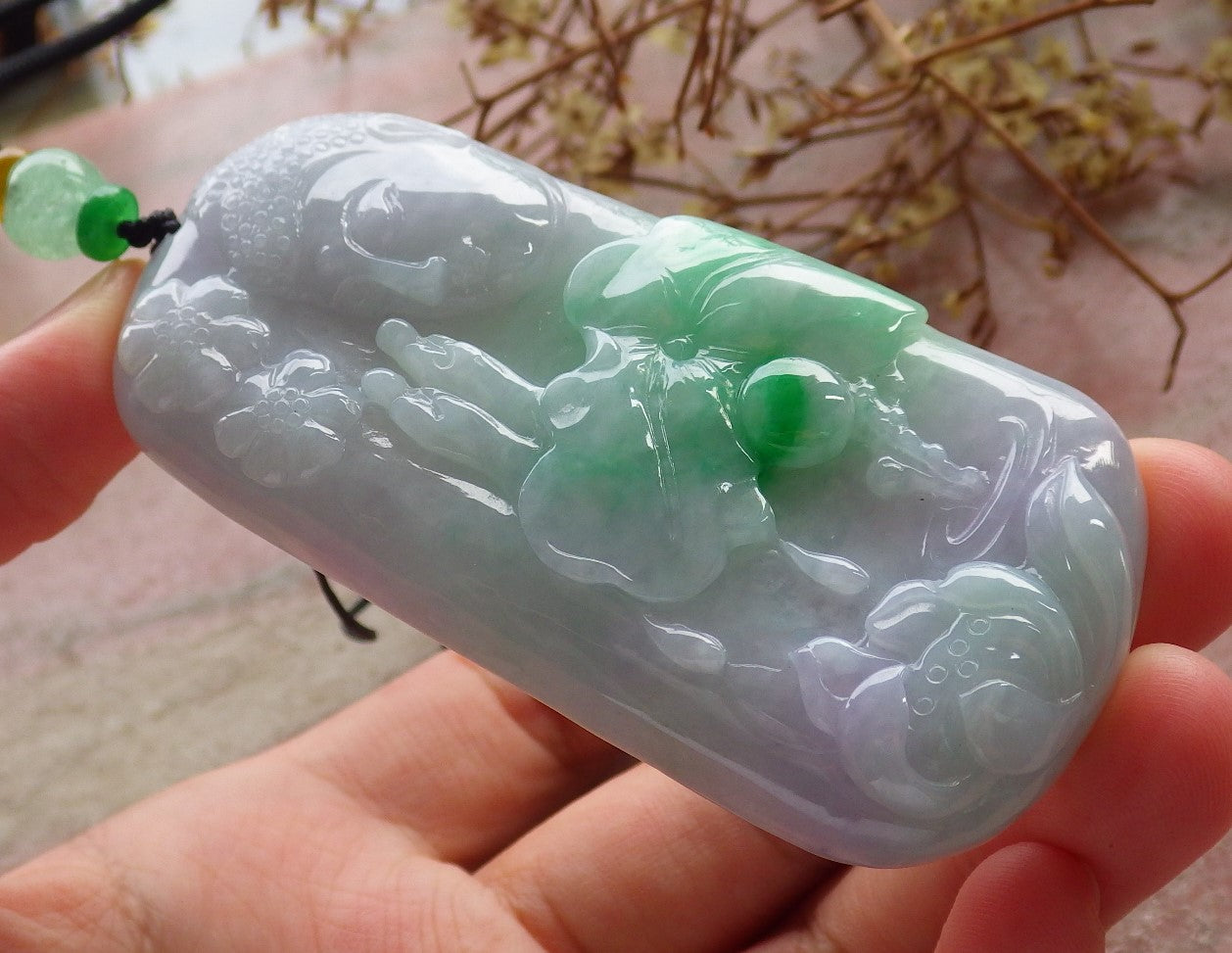 Certified Hand Carved Green Natural Myanmar Burma A Jade jadeite Sakyamuni Buddha God Spit Bead Pendant Necklace