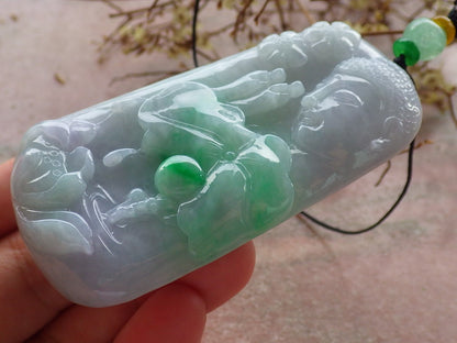 Certified Hand Carved Green Natural Myanmar Burma A Jade jadeite Sakyamuni Buddha God Spit Bead Pendant Necklace