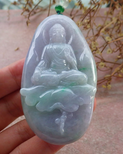 Certified Hand Carved Green Natural Myanmar Burma A Jade jadeite Sakyamuni Buddha God Spit Bead Pendant Necklace