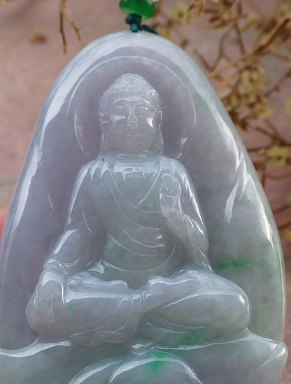 Certified Hand Carved Green Natural Myanmar Burma A Jade jadeite Sakyamuni Buddha God Spit Bead Pendant Necklace