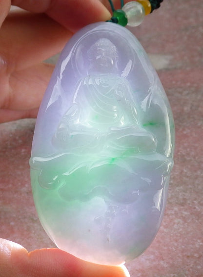 Certified Hand Carved Green Natural Myanmar Burma A Jade jadeite Sakyamuni Buddha God Spit Bead Pendant Necklace