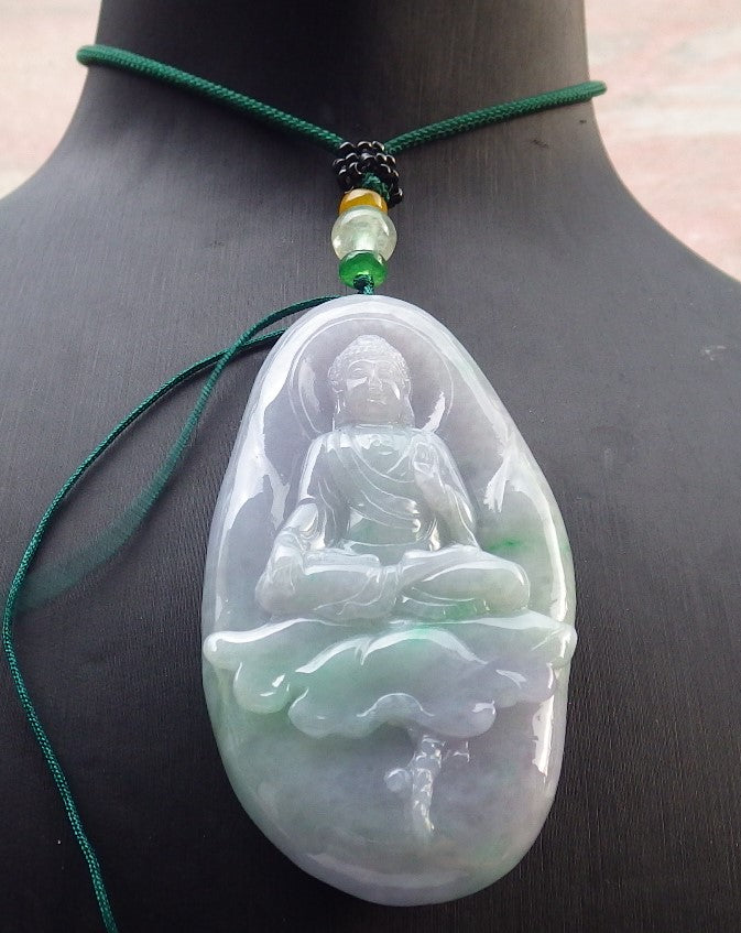 Certified Hand Carved Green Natural Myanmar Burma A Jade jadeite Sakyamuni Buddha God Spit Bead Pendant Necklace