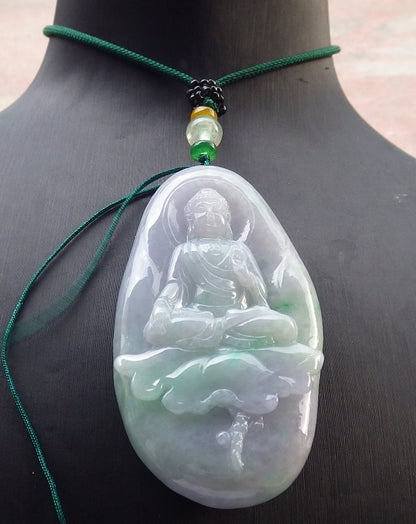 Certified Hand Carved Green Natural Myanmar Burma A Jade jadeite Sakyamuni Buddha God Spit Bead Pendant Necklace