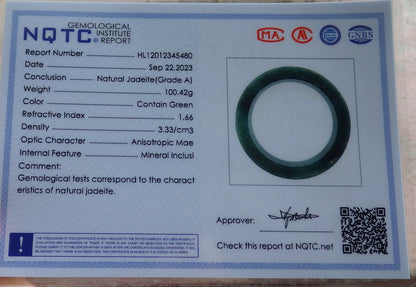 64mm Certified Hand Carved Blue Water Green Natural A JADE Jadeite Dragon Phoenix Circle Bangle Bracelet