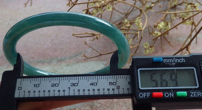 57mm Certified Hand Carved Blue Water Green Natural A JADE Round Circle Jadeite Bracelet Bangle