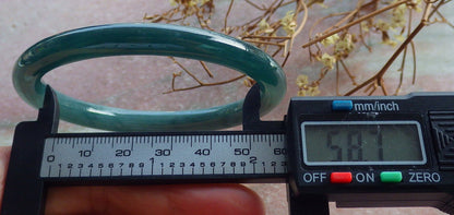 59mm Certified Hand Carved Blue Water Green Natural A JADE Circle Jadeite Bracelet Bangle