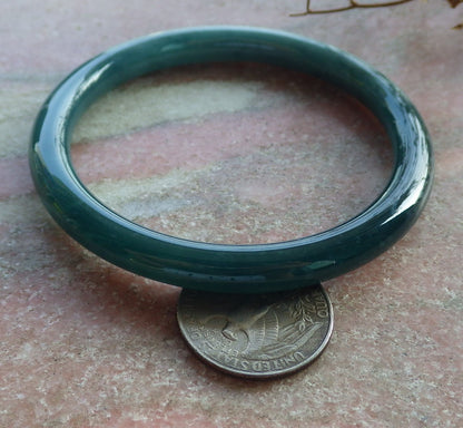 59mm Certified Hand Carved Blue Water Green Natural A JADE Circle Jadeite Bracelet Bangle