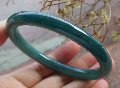 58mm Certified Hand Carved Green Natural Grade A JADE Jadeite Circle Bangle Bracelet