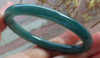 58mm Certified Hand Carved Green Natural Grade A JADE Jadeite Circle Bangle Bracelet
