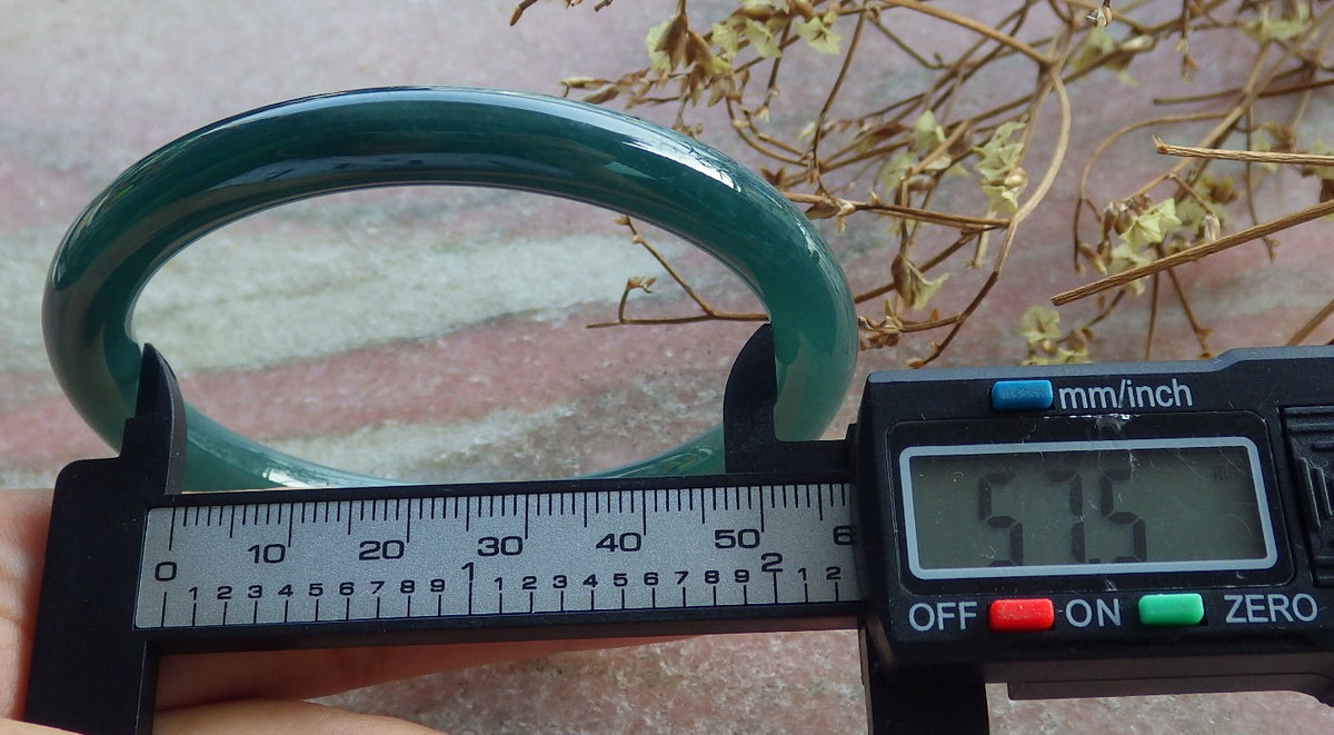 58mm Certified Hand Carved Green Natural Grade A JADE Jadeite Circle Bangle Bracelet