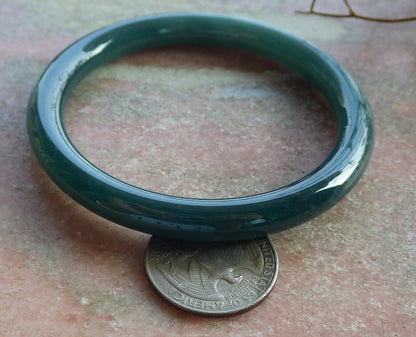 58mm Certified Hand Carved Green Natural Grade A JADE Jadeite Circle Bangle Bracelet