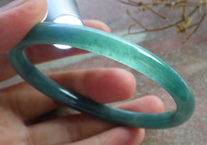 59mm Certified Hand Carved Green Natural A JADE Jadeite Circle Bangle Bracelet