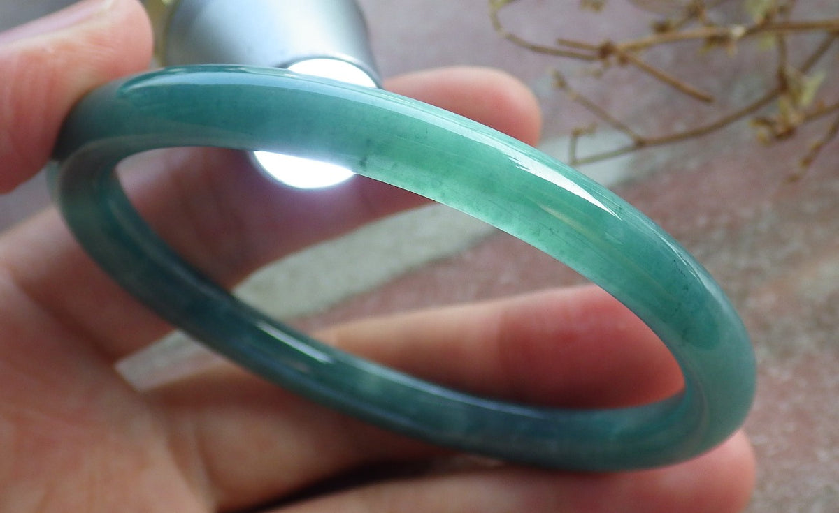 59mm Certified Hand Carved Green Natural A JADE Jadeite Circle Bangle Bracelet