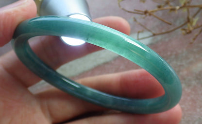 59mm Certified Hand Carved Green Natural A JADE Jadeite Circle Bangle Bracelet