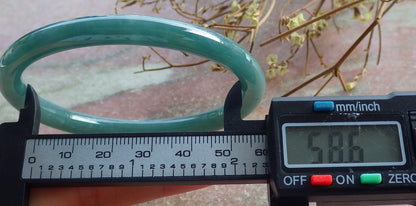 59mm Certified Hand Carved Green Natural A JADE Jadeite Circle Bangle Bracelet