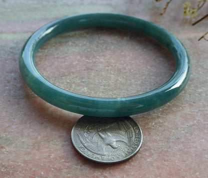 59mm Certified Hand Carved Green Natural A JADE Jadeite Circle Bangle Bracelet