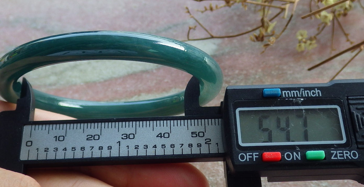 55mm Certified Hand Carved Icy Blue Water Green Natural A JADE Circle Jadeite Bangle Bracelet