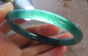 57mm Certified Hand Carved Blue Water Green Natural Grade A JADE Jadeite Circle Bangle Bracelet