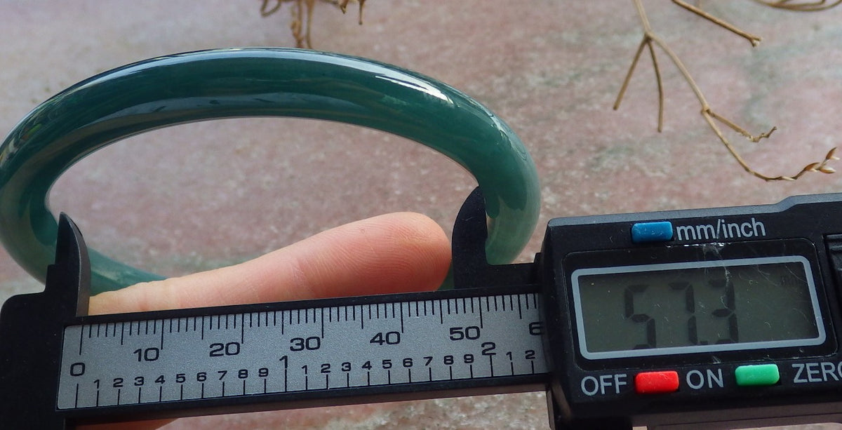 57mm Certified Hand Carved Blue Water Green Natural Grade A JADE Jadeite Circle Bangle Bracelet
