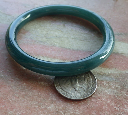 57mm Certified Hand Carved Blue Water Green Natural Grade A JADE Jadeite Circle Bangle Bracelet