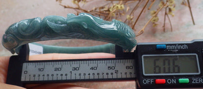 61mm Certified Hand Carved Blue Water Green Natural A JADE Jadeite Phoenix Circle Bangle Bracelet