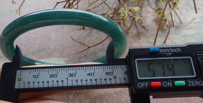57mm Certified Hand Carved Blue Water Green Natural Grade A JADE Jadeite Circle Bangle Bracelet