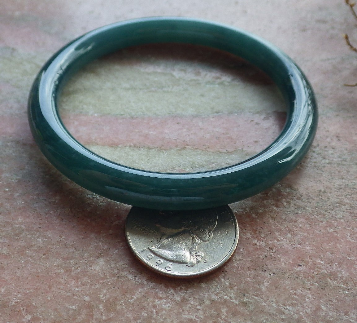 57mm Certified Hand Carved Blue Water Green Natural Grade A JADE Jadeite Circle Bangle Bracelet