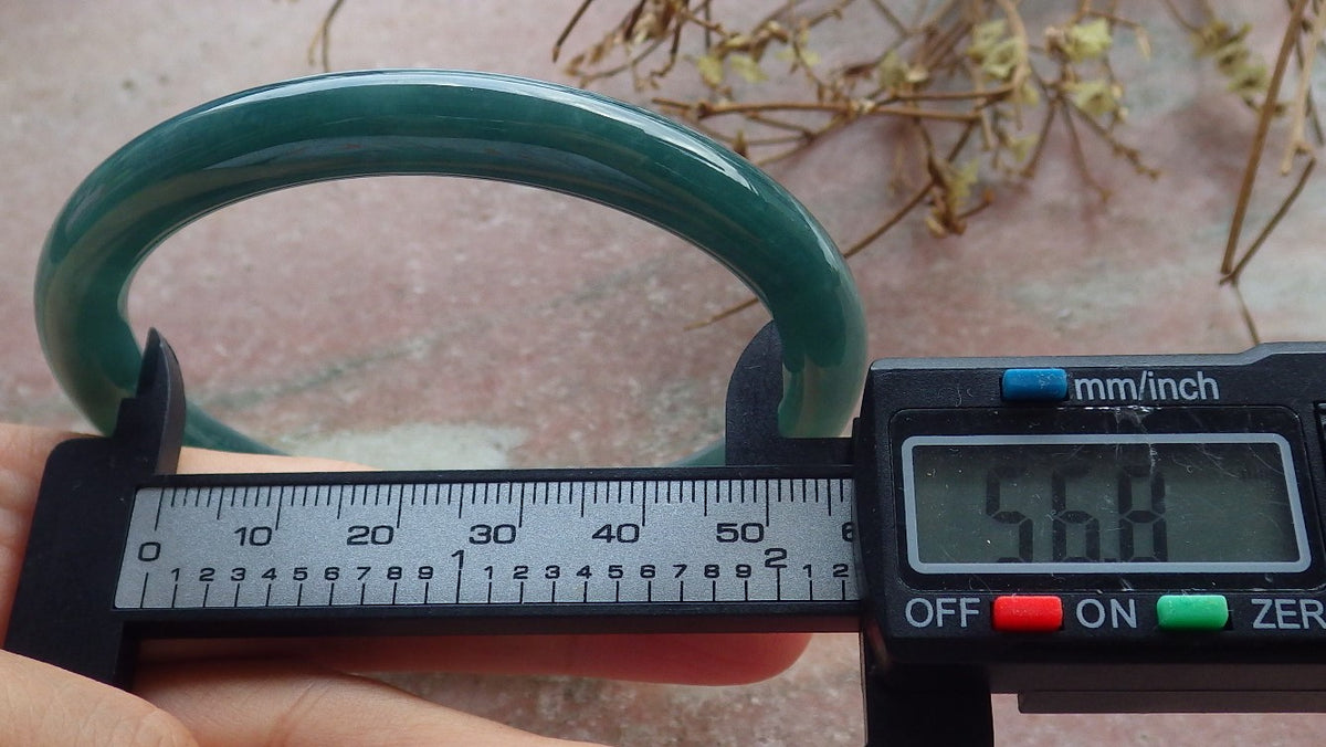 57mm Certified Hand Carved Blue Water Green Natural Grade A JADE Jadeite Circle Bangle Bracelet