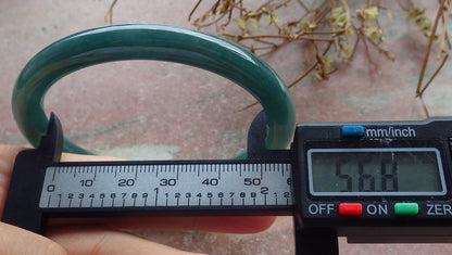 57mm Certified Hand Carved Blue Water Green Natural Grade A JADE Jadeite Circle Bangle Bracelet