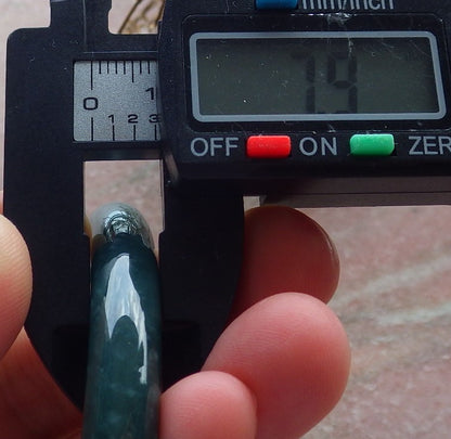 57mm Certified Hand Carved Blue Water Green Natural Grade A JADE Jadeite Circle Bangle Bracelet