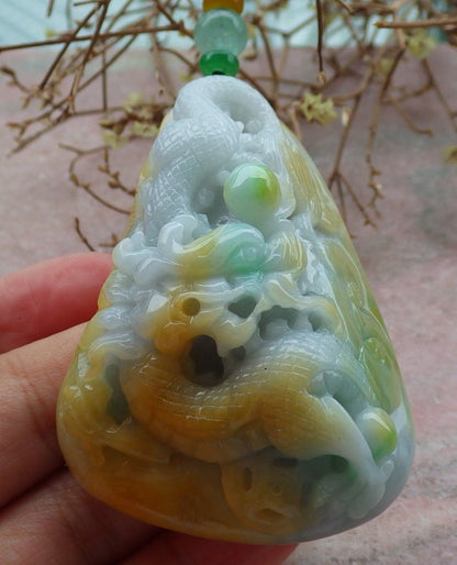 Certified Hand Carved Natural Green Myanmar Burma A Jade jadeite Pendant Necklace 14 Pcs