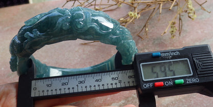60mm Certified Hand Carved Green Natural A JADE Jadeite Dragon Circle Bangle Bracelet