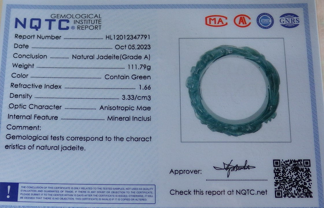 60mm Certified Hand Carved Green Natural A JADE Jadeite Dragon Circle Bangle Bracelet